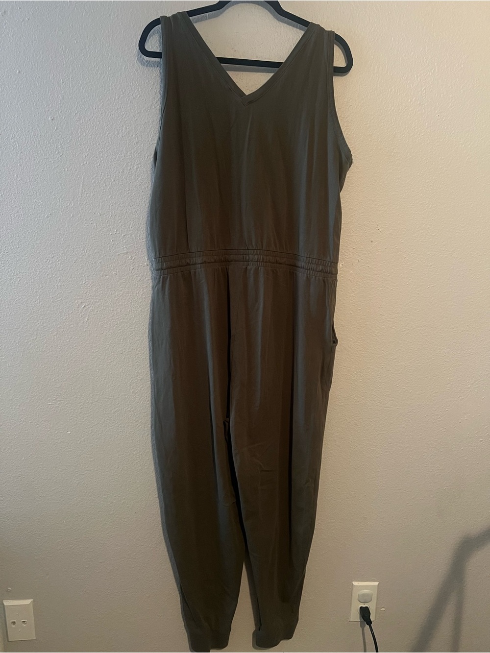 Calvin Klein Olive Green Sleeveless Jumpsuit with Drawstring XL - Picture 2 of 5